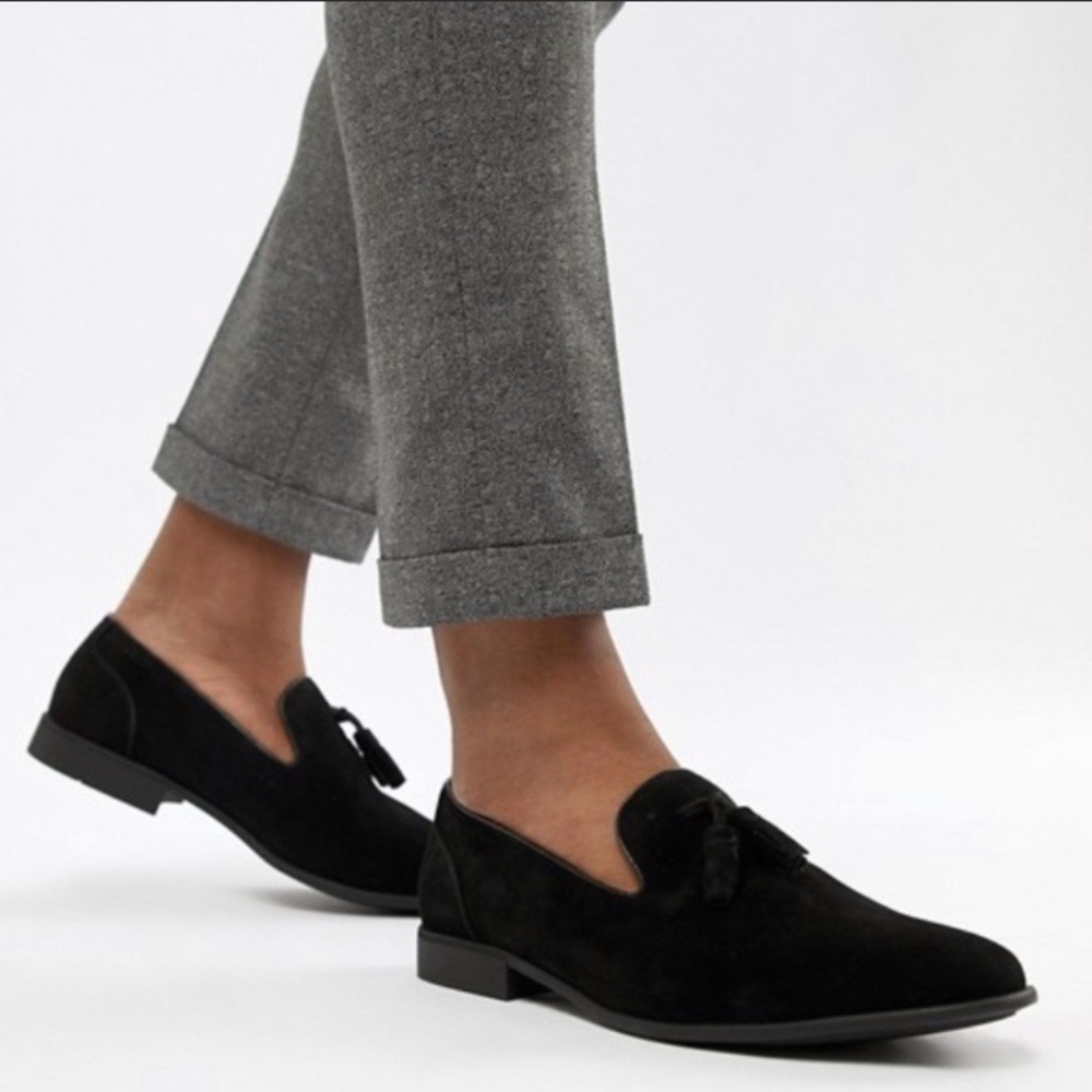 NWOT ASOS Tassel Loafers in Faux Black Suede
